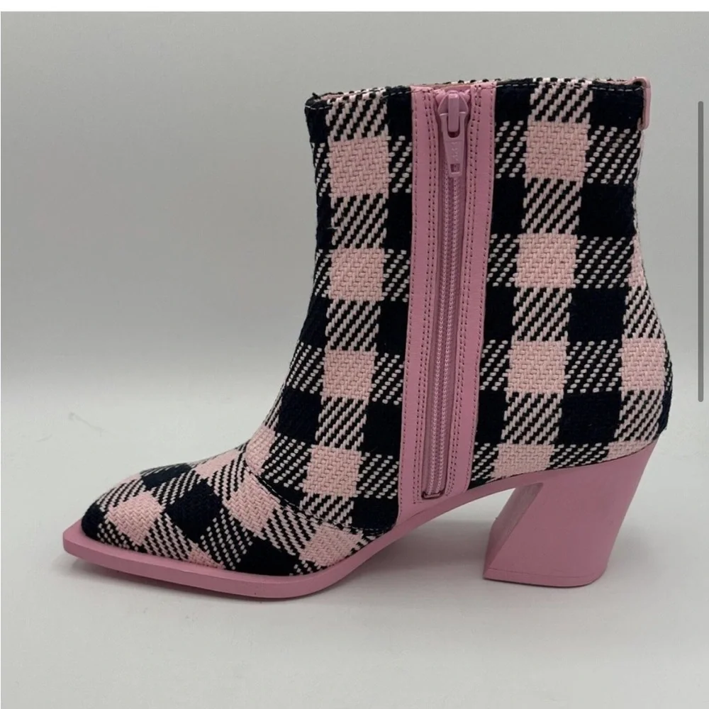 Camper Karole Plaid Bootie pink black plaid size 40 US 10 New in box ankle boots - Picture 3 of 8